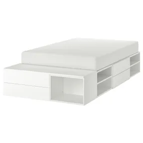 IKEA PLATSA ПЛАТСА, каркас ліжка з 4 шухлядами, білий / ФОННЕС, 142x244x43 см 093.029.13 фото