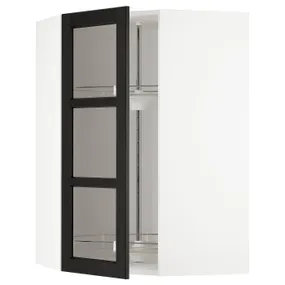 IKEA METOD МЕТОД, кутова настін шафа / об сек / скл двер, білий / ЛЕРХЮТТАН чорна морилка, 68x100 см 192.575.85 фото