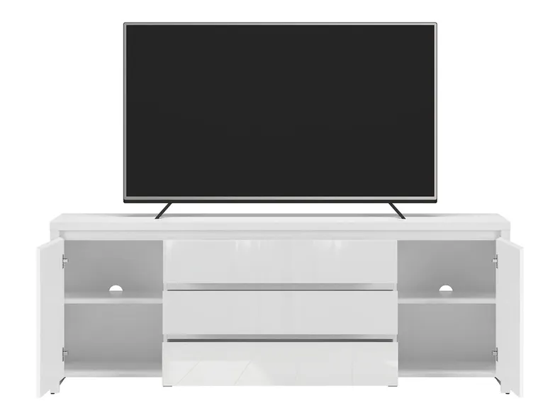 BRW Тумба під телевізор Larios з 2 тумбами та 3 висувними ящиками біла/глянцево-біла, білий/глянцево-білий RTV2D3S-BI/BIP фото №4