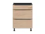 BRW Sole L6 60 см кухонный базовый шкаф с ящиками дуб галифакс натур, Черный/дуб галифакс натур FM_D3S_60/82_2SMB/SMB-CA/DHN фото