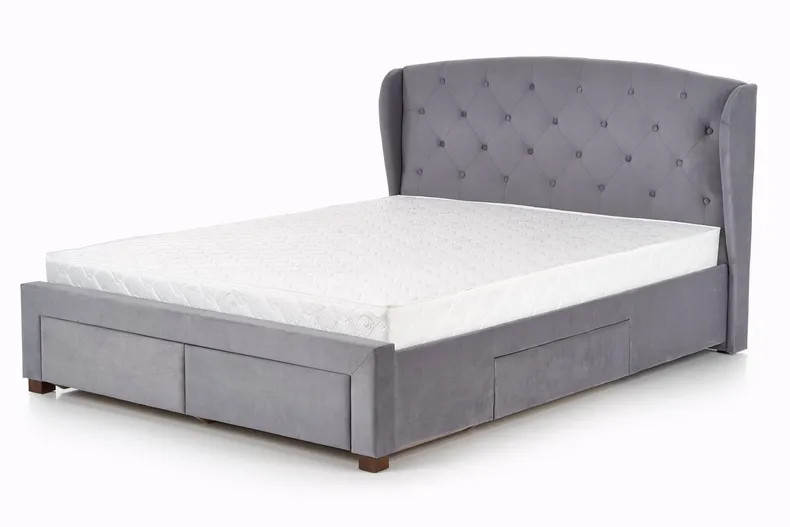 Двуспальная кровать с ящиками HALMAR SABRINA 160x200 см серый фото №1