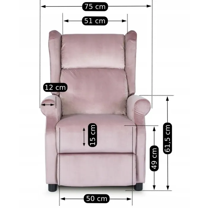 Кресло реклайнер бархатное MEBEL ELITE SIMON Velvet, розовый фото №9