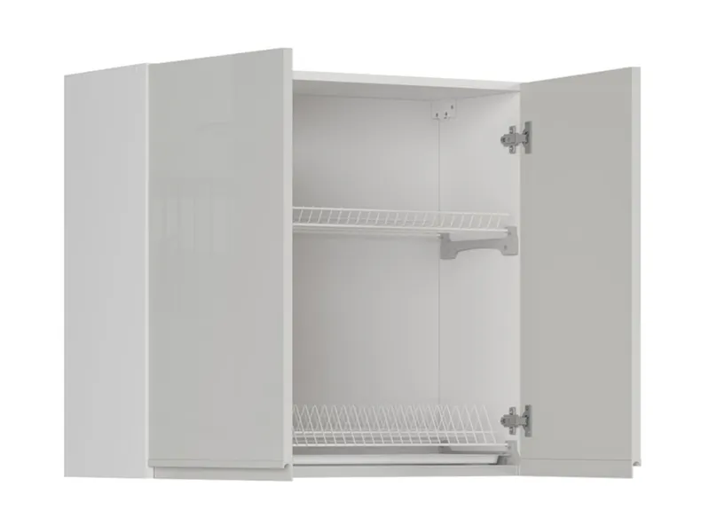 BRW Шкаф кухонный верхний Sole 80 см с отводом двухдверный светло-серый глянец, альпийский белый/светло-серый глянец FH_GC_80/72_L/P-BAL/XRAL7047 фото №3