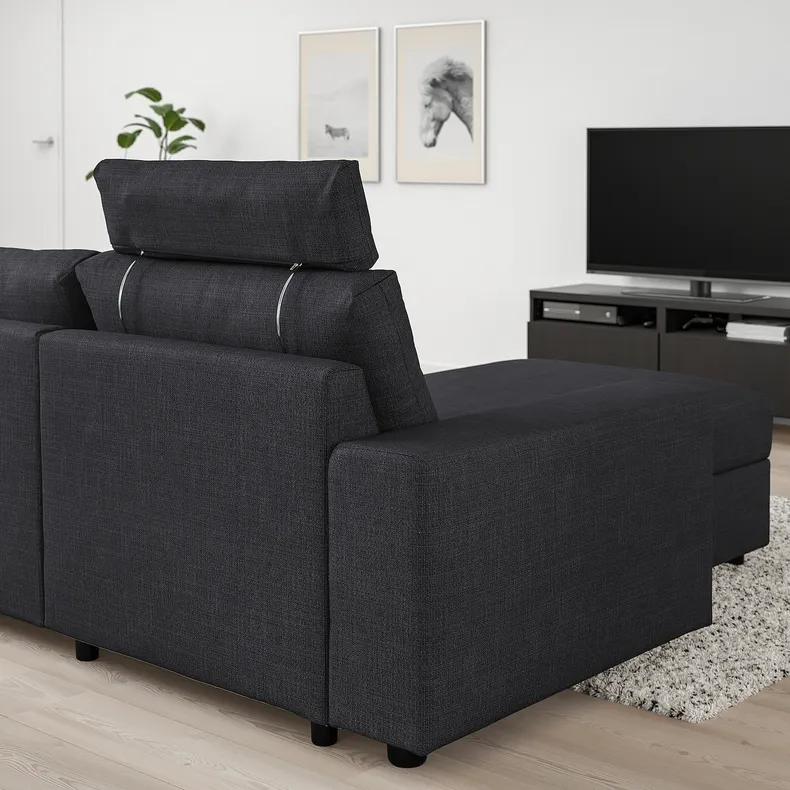 IKEA VIMLE ВІМЛЕ, 3-місний диван із кушеткою, з широкими підлокітниками з підголівником / пагорбкуватий антрацит 594.327.71 фото №2