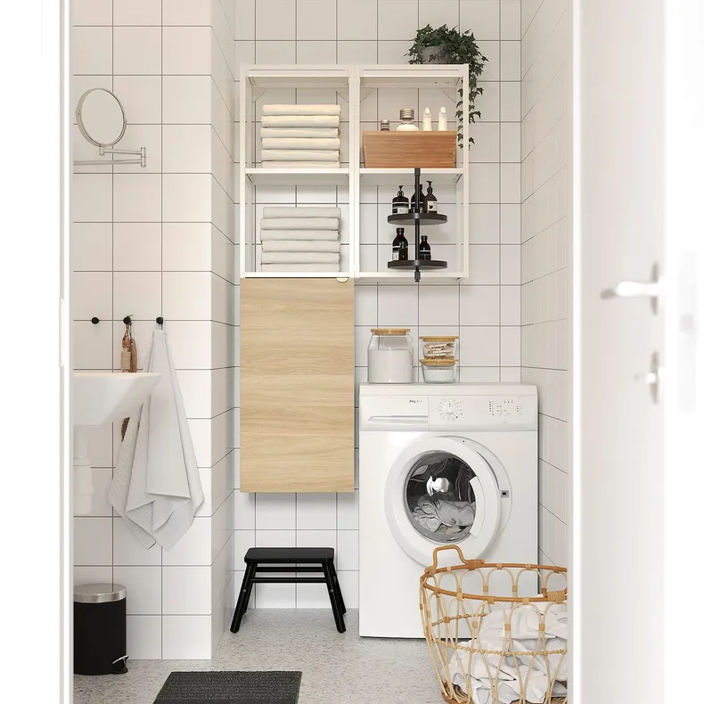 IKEA ENHET ЕНХЕТ, шафа, білий / імітація. дуб, 80x32x150 см 295.479.19 фото №3