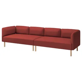 IKEA LILLEHEM ЛІЛЛЕХЕМ, 4-місний модульний диван, ГУННАРЕД/коричнево-червоний деревина 995.360.31 фото
