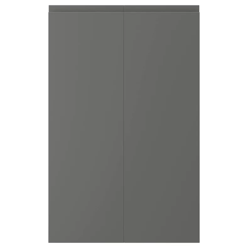 IKEA VOXTORP ВОКСТОРП, 2 дверцят для кутової підлог шафи, лівосторонній темно-сірий, 25x80 см 304.540.99 фото №1