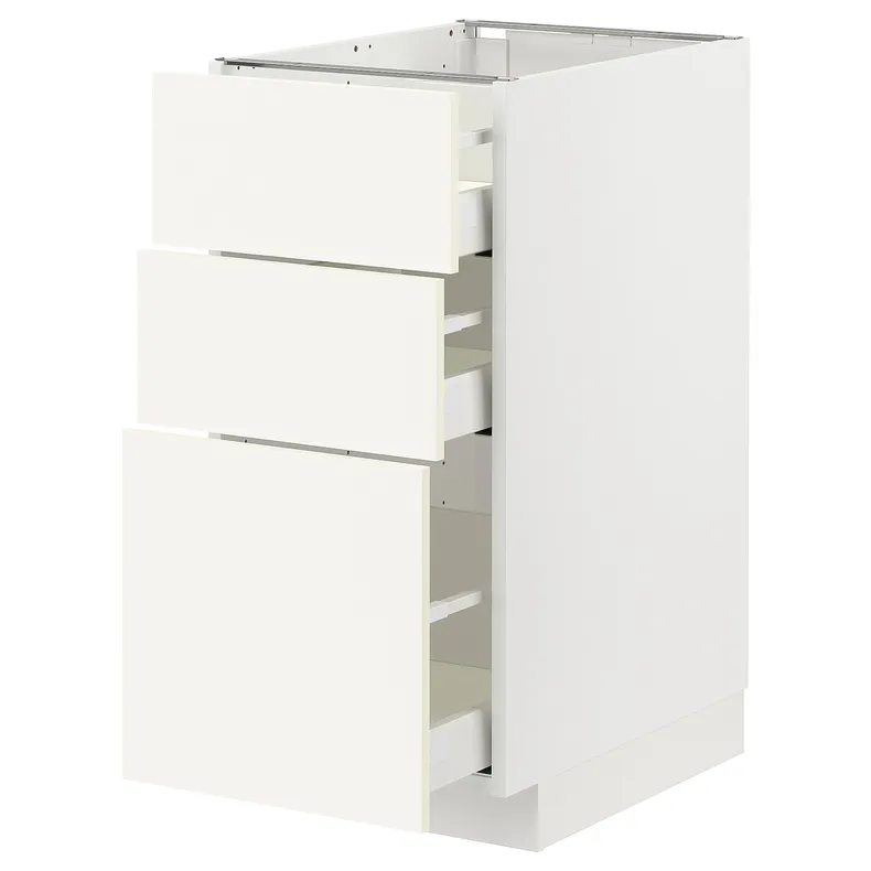 IKEA METOD МЕТОД / MAXIMERA МАКСИМЕРА, напольный шкаф с 3 ящиками, белый / Вальстена белый, 40x60 см 695.072.09 фото №1