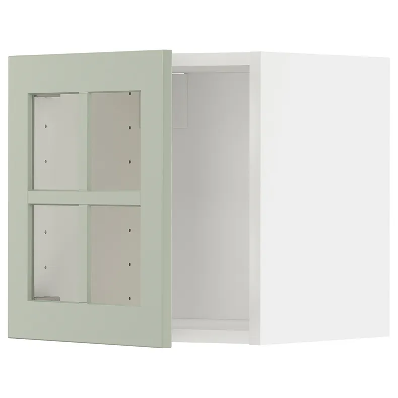 IKEA METOD МЕТОД, шафа навісна зі скляними дверцятами, білий / Стенсунд світло-зелений, 40x40 см 394.864.11 фото №1