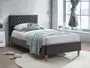 Кровать односпальная бархатная SIGNAL AZURRO Velvet, серый / дуб, 90x200 см фото