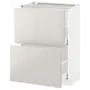 IKEA METOD МЕТОД / MAXIMERA МАКСІМЕРА, підлогова шафа з 2 шухлядами, білий / Ringhult світло-сірий, 60x37 см 891.425.86 фото