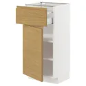 IKEA METOD МЕТОД / MAXIMERA МАКСИМЕРА, напольный шкаф с ящиком / дверцей, белый / Воксторп имит. дуб, 40x37 см 095.383.17 фото thumb №1
