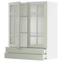 IKEA METOD МЕТОД / MAXIMERA МАКСИМЕРА, навесной шкаф / 2 стекл двери / 2 ящика, белый / светло-зеленый, 80x100 см 794.862.06 фото thumb №1