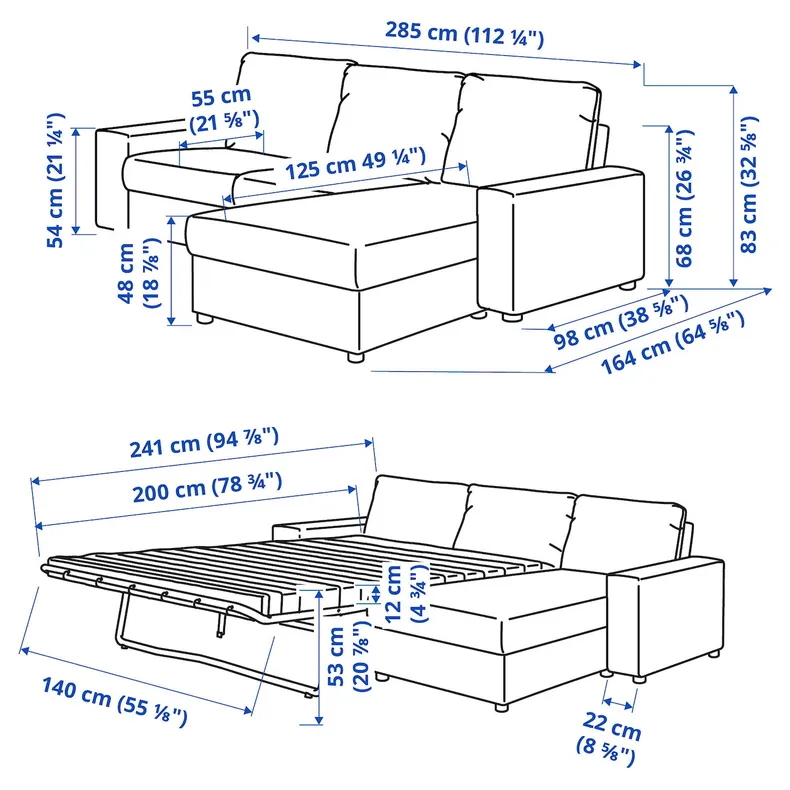 IKEA VIMLE ВИМЛЕ, 3-местный диван-кровать с козеткой, с широкими подлокотниками/Lejde серо-черный 895.372.91 фото №2