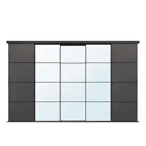 IKEA SKYTTA СКЮТТА / MEHAMN/AULI МЕХАМН/АУЛИ, дверь раздвижная, комбинация, черное/темно-серое зеркало, 376x240 см 095.759.08 фото