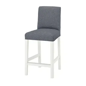 IKEA BERGMUND БЕРГМУНД, барний стілець зі спинкою, білий / Gunnared середньо-сірий, 62 см 893.846.84 фото