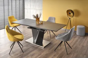 Обеденный стол раскладной HALMAR SALVADOR 160-200x90 см, столешница - темно-серый, ножки - темно-серые фото