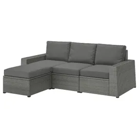 IKEA SOLLERÖN СОЛЛЕРЕН, 3-місний модульний диван для вулиці, з підставкою для ніг темно-сірий/Frösön/Duvholmen темно-сірий 092.878.37 фото