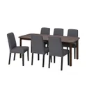 IKEA STRANDTORP СТРАНДТОРП / BERGMUND БЕРГМУНД, стіл+6 стільців, коричневий / Gunnared середньо-сірий, 150/205/260 см 894.410.57 фото thumb №1