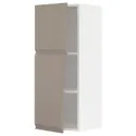 IKEA METOD МЕТОД, навесной шкаф с полками / 2дверцы, белый / матовый темно-бежевый, 40x100 см 894.917.16 фото thumb №1