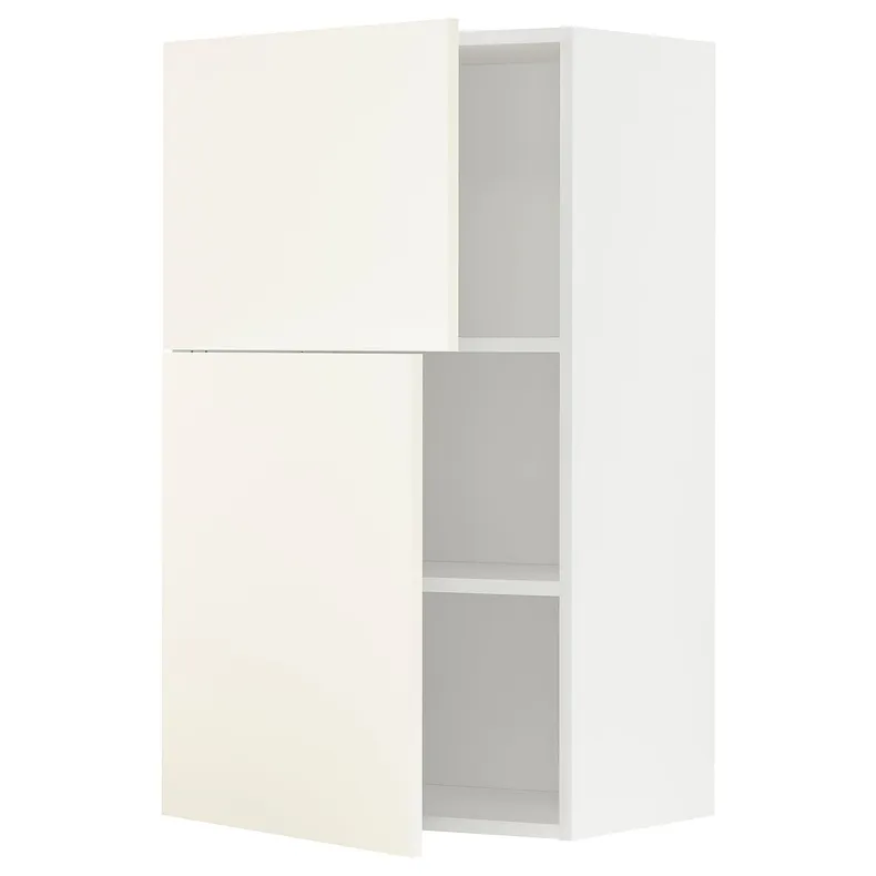 IKEA METOD МЕТОД, навісна шафа з полицями / 2 дверцят, білий / ВАЛЛЬСТЕНА білий, 60x100 см 695.072.66 фото №1