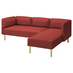 IKEA LILLEHEM ЛІЛЛЕХЕМ, 3-м модульний диван з кушеткою, ГУННАРЕД/коричнево-червоний деревина 895.682.92 фото