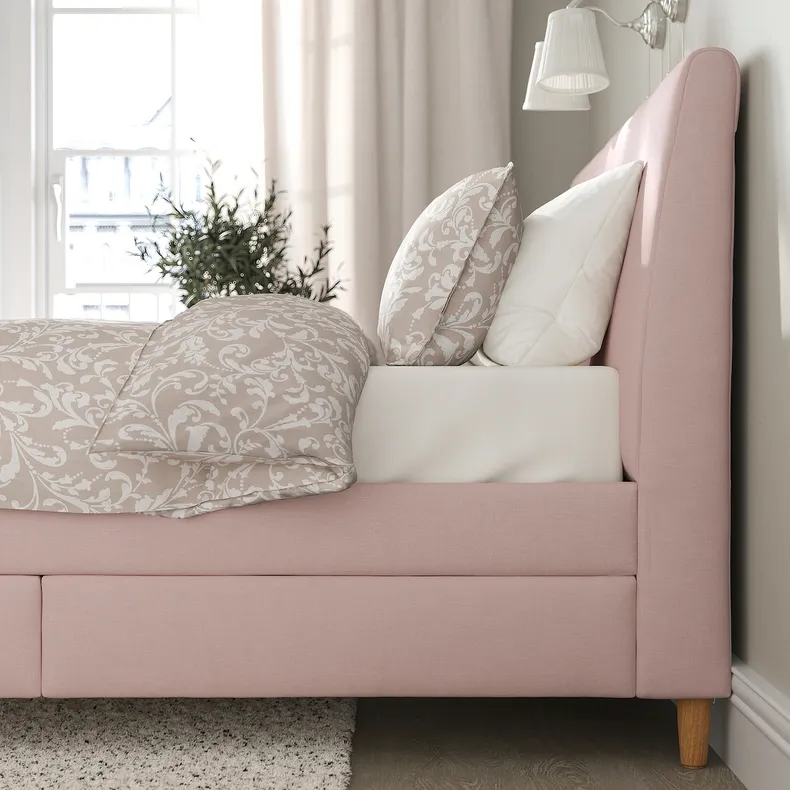 IKEA IDANÄS ИДАНЭС, кровать с отделением для хранения, Окрашенный в бледно-розовый цвет, 160x200 см 604.471.73 фото №7