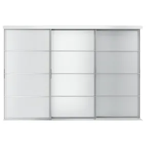 IKEA SKYTTA СКЮТТА / SVARTISDAL СВАРТИСДАЛЬ, дверь раздвижная, комбинация, алюминий / белая бумага, 301x205 см 594.227.34 фото