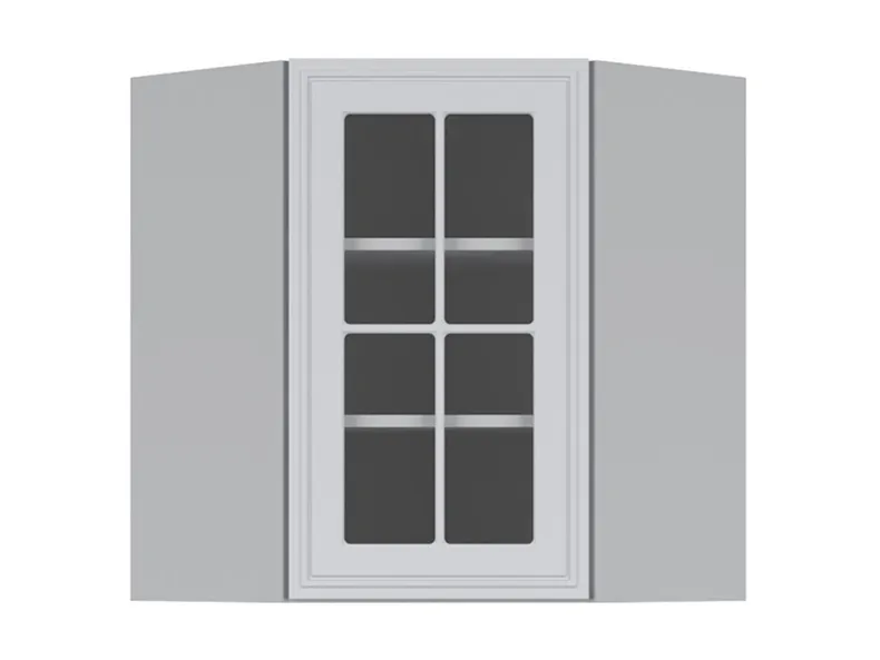 BRW Угловой верхний кухонный шкаф Verdi 60 см с витриной справа светло-серый матовый, греноловый серый/светло-серый матовый FL_GNWU_60/72_PV-SZG/JSZM фото №1
