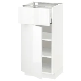 IKEA METOD МЕТОД / MAXIMERA МАКСИМЕРА, напольный шкаф с ящиком / дверцей, белый / Рингхульт белый, 40x37 см 294.677.62 фото