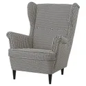 IKEA STRANDMON СТРАНДМОН, крісло з підголівником, Vibberbo чорний / бежевий 204.569.56 фото thumb №1