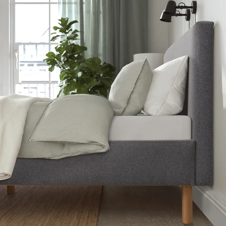 IKEA NARRÖN НАРРЕН, каркас ліжка з оббивкою, сірий, 140x200 см 105.561.07 фото №4