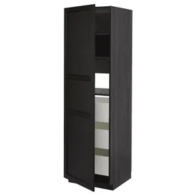 IKEA METOD МЕТОД / MAXIMERA МАКСІМЕРА, висока шафа із шухлядами, чорний / Лерхіттан, пофарбований у чорний колір, 60x60x200 см 093.534.22 фото