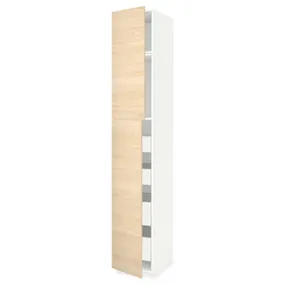 IKEA METOD МЕТОД / MAXIMERA МАКСИМЕРА, высокий шкаф / 2дверцы / 4ящика, белый / аскерсундский узор светлый ясень, 40x60x240 см 194.549.39 фото