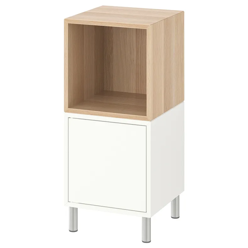 IKEA EKET ЭКЕТ, комбинация шкафов с ножками, белый / дуб, окрашенный в белый цвет, 35x35x80 см 192.864.13 фото №1
