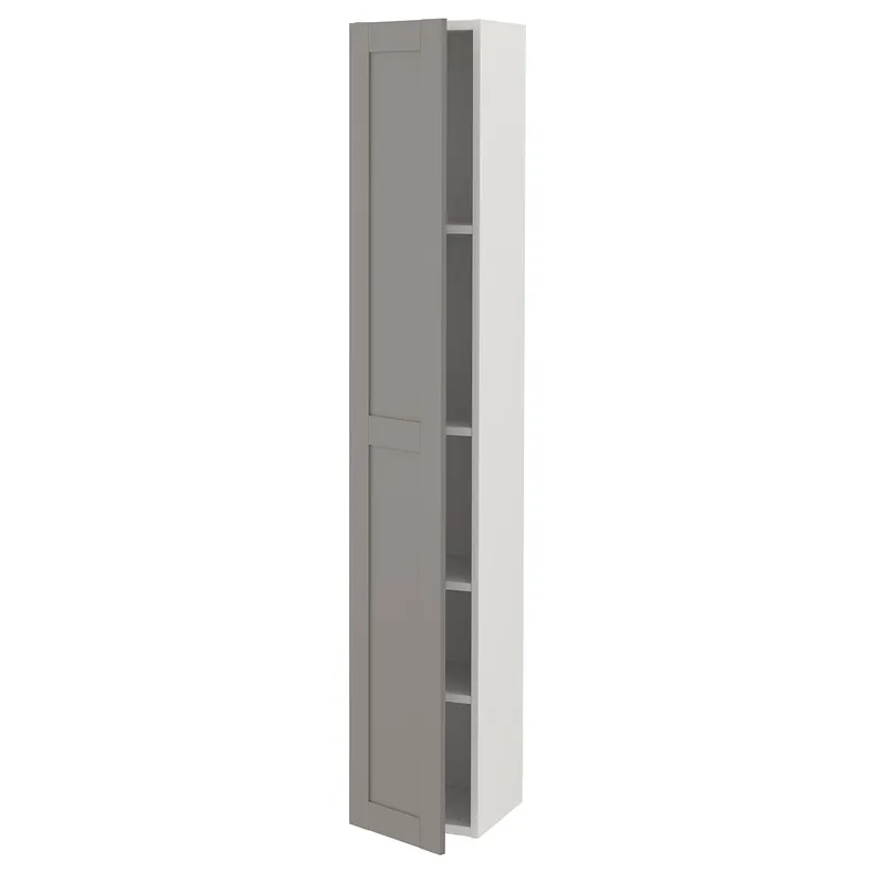 IKEA ENHET ЭНХЕТ, высокий шкаф с 4 полками / дверцей, белая / серая рама, 30x32x180 см 393.224.91 фото №1