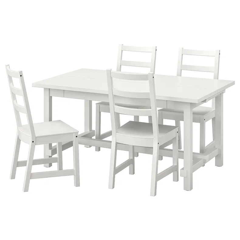 IKEA NORDVIKEN НОРДВІКЕН / NORDVIKEN НОРДВІКЕН, стіл+4 стільці, білий / білий, 152 / 223x95 см 493.051.65 фото №1