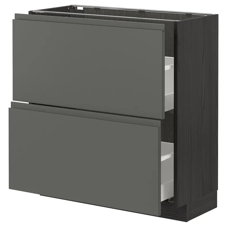 IKEA METOD МЕТОД / MAXIMERA МАКСИМЕРА, напольный шкаф с 2 ящиками, черный / Воксторп темно-серый, 80x37 см 193.110.35 фото №1