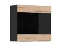 BRW Sole L6 80 см верхний кухонный шкаф с витриной дуб галифакс природа, Черный/дуб галифакс натур FM_G_80/72_LV/PV-CA/DHN фото thumb №2