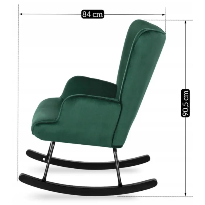 Кресло-качалка бархатное MEBEL ELITE ELIS Velvet, Зеленый фото №13