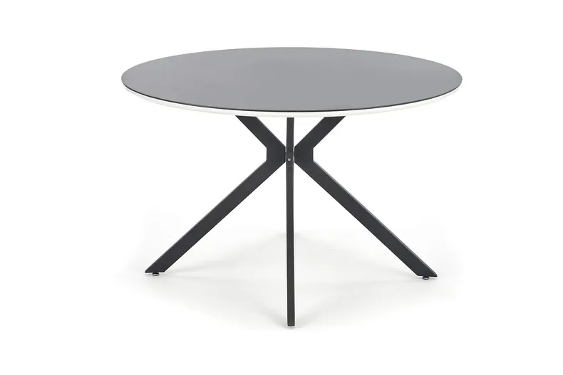 Стол кухонный круглый HALMAR AVELAR 120x120 см, столешница - черная/белая, ножки - черные фото №1
