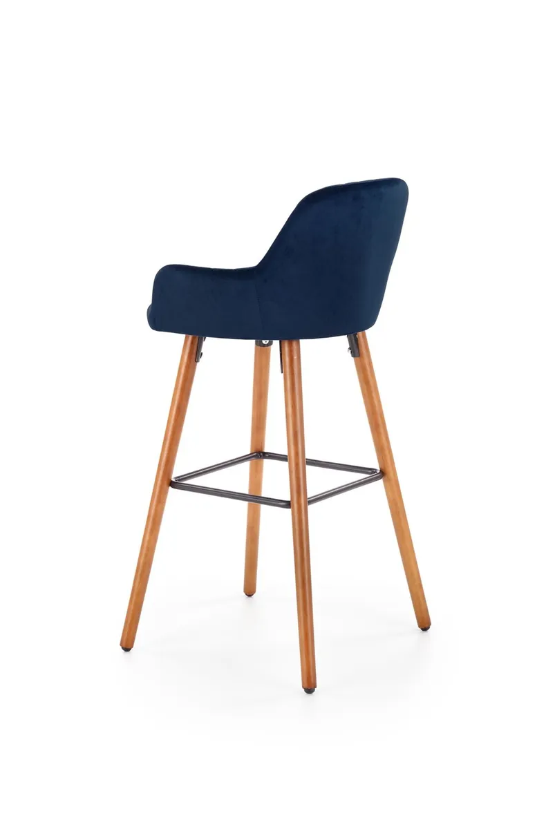 Барный стул HALMAR H93 ножки хокера - орех, обивка - темно-синий фото №3