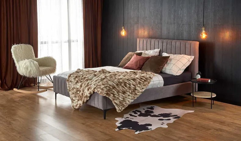 Кровать двуспальная HALMAR FRANCESCA 160x200 см светло-серый фото №2