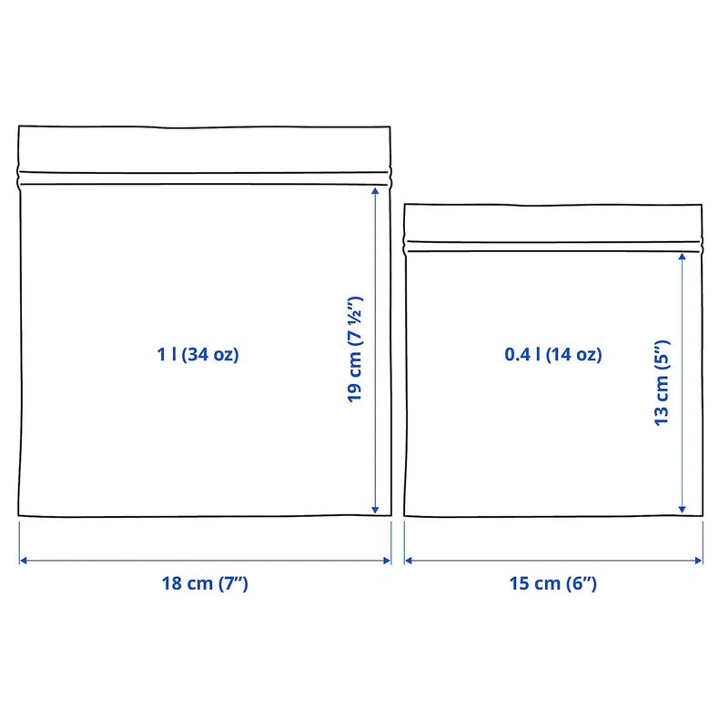 IKEA ISTAD ИСТАД, пакет закрывающийся, узор / синий, 1 / 0.4 l 005.256.54 фото №6