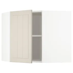 IKEA METOD МЕТОД, угловой навесной шкаф с полками, белый / Стенсунд бежевый, 68x60 см 494.079.70 фото