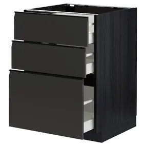 IKEA METOD МЕТОД / MAXIMERA МАКСИМЕРА, напольный шкаф с 3 ящиками, черный / матовый антрацит, 60x60 см 294.955.43 фото