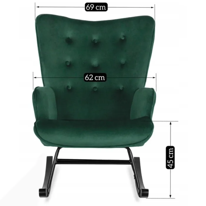 Кресло-качалка бархатное MEBEL ELITE ELIS Velvet, Зеленый фото №12