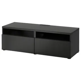 IKEA BESTÅ БЕСТО, тумба для телевізора з шухлядами, чорно-коричневий/ЛАППВІКЕН чорно-коричневий, 120x42x39 см 493.992.77 фото