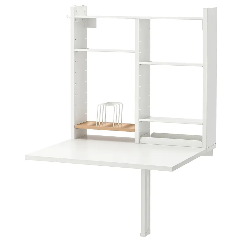 IKEA NORBERG НОРБЕРГ, стіл відкидний із полиц, наст кріпл, білий, 64x60 см 204.979.28 фото №1