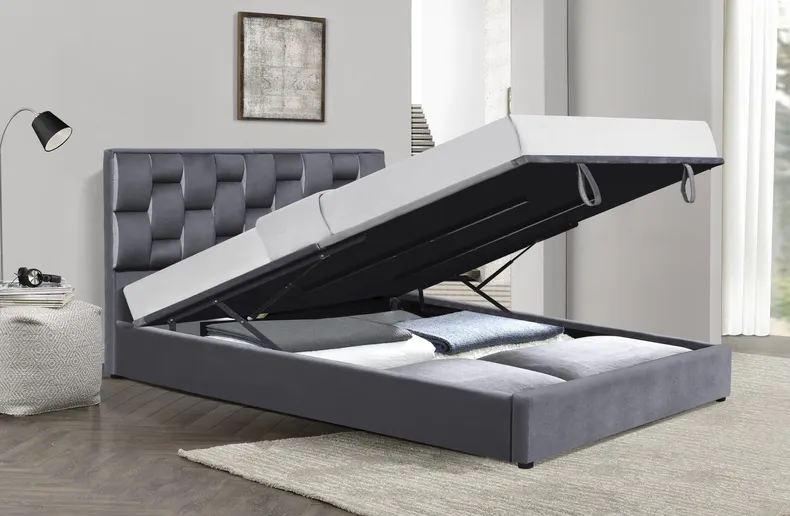 Двуспальная кровать HALMAR С подъемным механизмом Annabel 160x200 см серый фото №3